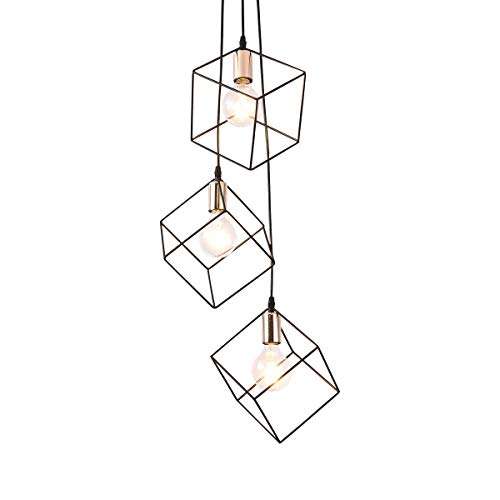 LightInTheBox LED Pendant Light Modern Chrome Chandeliers Ceiling Lighting Fixture for Living Room/Bedroom/Dining Room/Kitchen (3 Lights Geometrical)