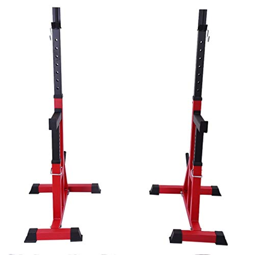 MINIKID Adjustable Dumbbell Racks, Home G-ym Multifunction Squat Rack Stands Weight Lifting Bench Press Barbell Rack Pull Up Bar Stands for Indoor Fitness Lifting Frame【US Fast Shipment】 (Red)