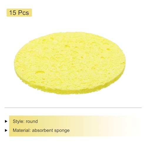 Image of MECCANIXITY 15PCS Soldering Sponge 50mm Round Yellow Cleaning Pad Welding Tip Iron Replacement for Cleaning Soldering Iron 2mm Natural Thickness 11mm Water Absorption Thickness