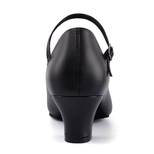 Linodes Economy PU Leather Ankle Strap Character Shoe 2'' Ballroom Dance Shoes for Women4