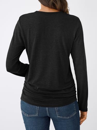 AUTOMET Womens Long Sleeve Shirts Business Casual Tops Ruched Fall Trendy Tshirt 20254