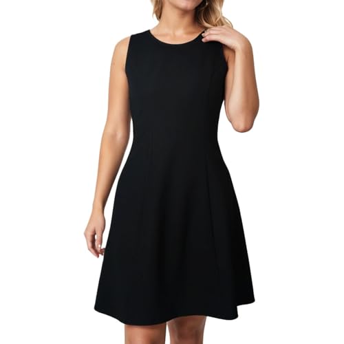 Women's Summer A-Line Mini Dress Sleeveless Round Neck Black Cocktail Dress for Party Graduation Semi-Formal Occasions4