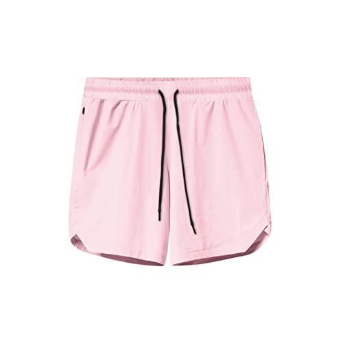 Men's Workout Shorts 5 Inch Inseam Men's Linen Casual Classic Fit Short Drawstring Summer Beach Shorts A006 #TOP6