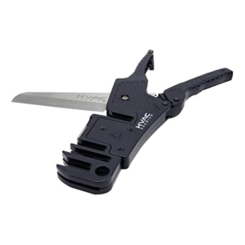 HVAC Premium Line Set Cutter - 3-in-1 Universal Precision Cutting Tool for HVAC Repair, PVC Pipe, Tubing, Ducts, Cables - Heavy Duty Aluminum Alloy, Stainless Steel Blade - 3.5 x 11.4 x .7 Inch, Black Cover