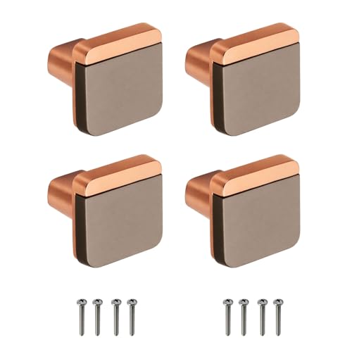Image of VOLO Rose Gold /Black Satin Cabinet Knob /Wardrobe Door Knobs /Cupboard Drawer Pull Handle /Kitchen Drawer Knob (Knob S-175, 4 Pcs)