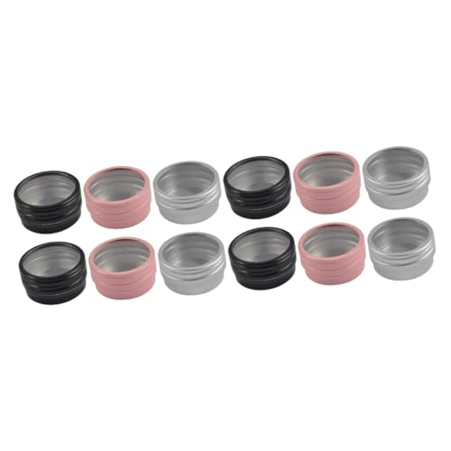 BELLIFFY 2sets Craft Storage Boxes Bead Organizers and Storage Round Aluminum Nail Charms Mini Beads Container 6pcs*2