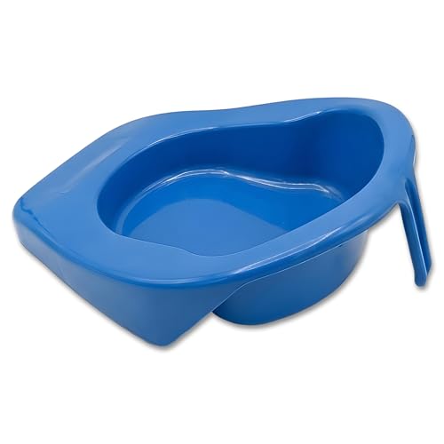 Bedpan for Men & Women with Handle Portable Commode Toilet Aid for Bedbound & Elderly Patients Portable with Handle Easy Clean Bed Urinal for Home Hospital & Post Surgery Care Blue
