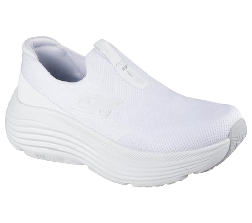 Skechers Donna Max Cushioning Endeavour Sarasota Sneaker, White Textile/Trim, 36.5 EU
