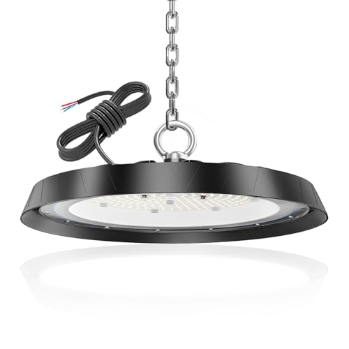 toobettp Lámpara LED Industrial UFO 300W, 30000LM Alta Bahía para Talleres, Luz Blanca Fría 6500K, Ahorro Energético, IP66 Foco LED Lámpara para Fábricas Aeropuerto Almacenes Garajes Patio