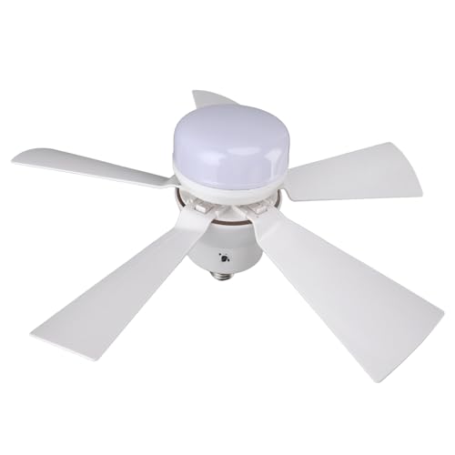 GOWENIC Lámpara Ventilador de Techo con Función de Memoria Casquillo E26 para Dormitorio y Cocina 3 Temperaturas de Color 3 Velocidades del Viento Temporizador 1H 2H 4H (WHITE)