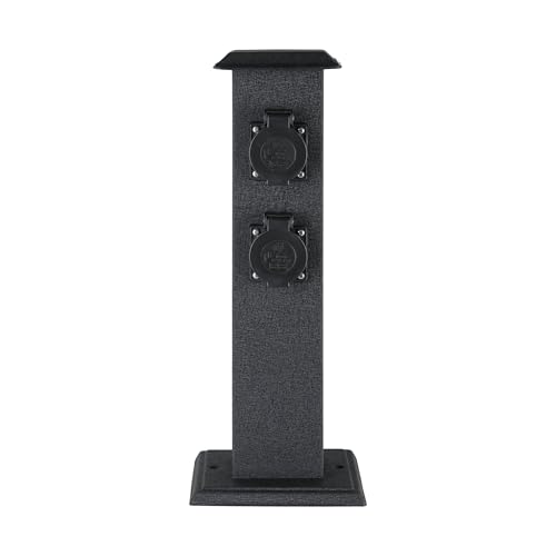 EGLO Outdoor Zubeh&ouml;r Steckdosens&auml;ule, Gartensteckdose, 4 Steckdosen, Material: Stahl und Kunststoff, Farbe: Schwarz, IP44