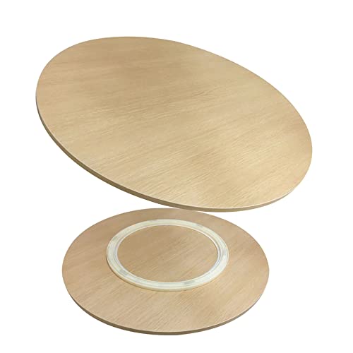 Image of Large Wooden Turntable Lazy Susan, Wooden Lazy Susan Serving Tray, 24in 28in 32in Dining Table Organizer Tray, Rotating Serving Tray Round Dining Table, Kitchen Swivel Plate, Hotel Tabletop Service Pl
