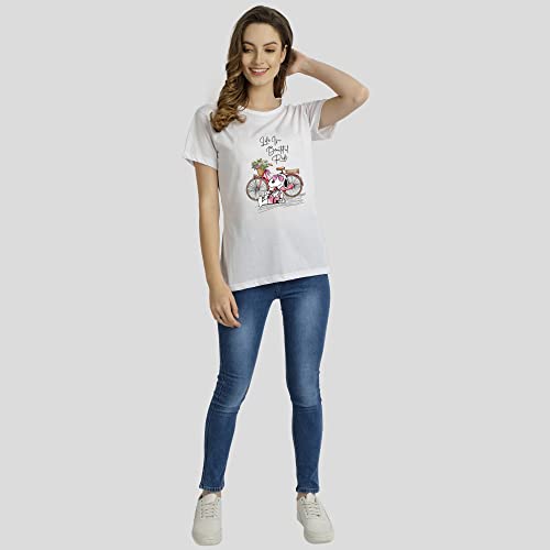 Image of Women's, Round Neck, Half-Sleeve, Printed, Cotton, Regular Fit, T-Shirt for Women
