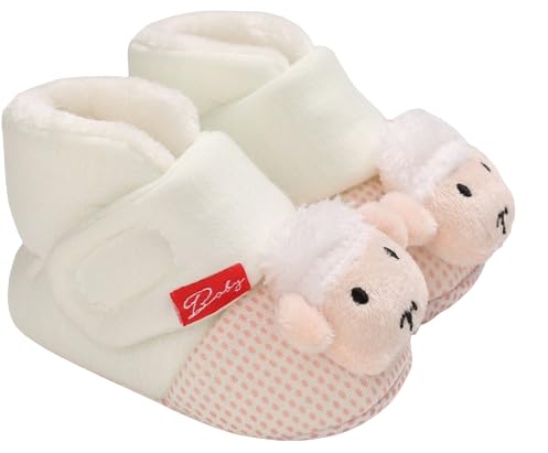 Baby Booties with Polka Dots, White and Pink, Soft Cotton, Slip-on Design-picture-10
