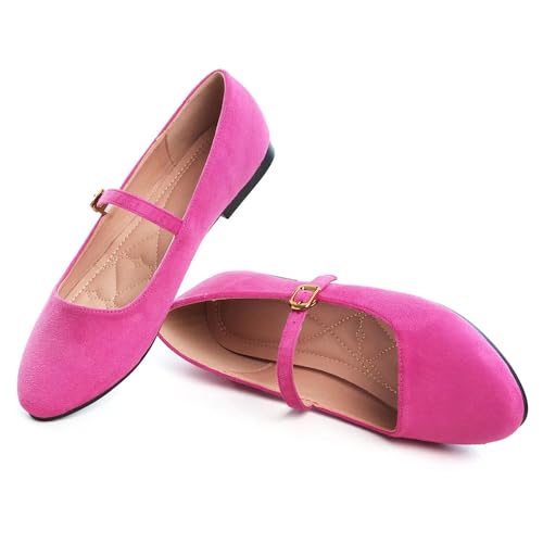 Image of LUXINYU Women's Slip on Flats,Classy Round Toe Solid Classic Mary Jane Ballet Dance Shoes Soft Comfortable PU Flat Shoes