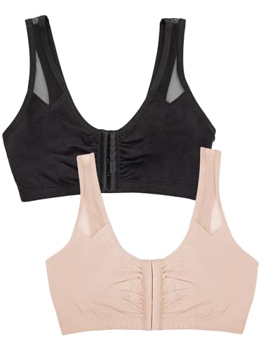 Fruit Of The Loom Womens Comfortable Front Closure Sports Bra with Mesh Straps Sports Bra (pack of 2)