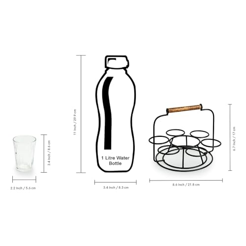 Image of ExclusiveLane 'Rail Express' Tea Glasses Set of 6 with Iron Holder (6 Glasses) | Chai Glasses with Stand Chai Cups Cutting Chai Glasses Tea Glasses with Handle Tea Cups Set of 6 Drinkware