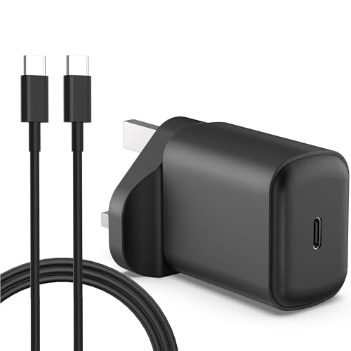 Fast Charger for Samsung, 25W Charging Plug with 1M Cable for Galaxy S23/S23+/S23Ultra S22/S22+/S22Ultra S21/S21+/S21Ultra S20 A33,A72,A71,A53,A52,A51,A50,UK Wall USB C Power Adapter for Type C Black
