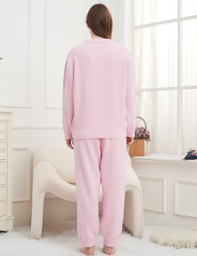 Women's Fuzzy Fleece Pajama Set Warm and Cozy Long Sleeve Nightwear Lounge Set Womens Pjs Sets with Pockets3