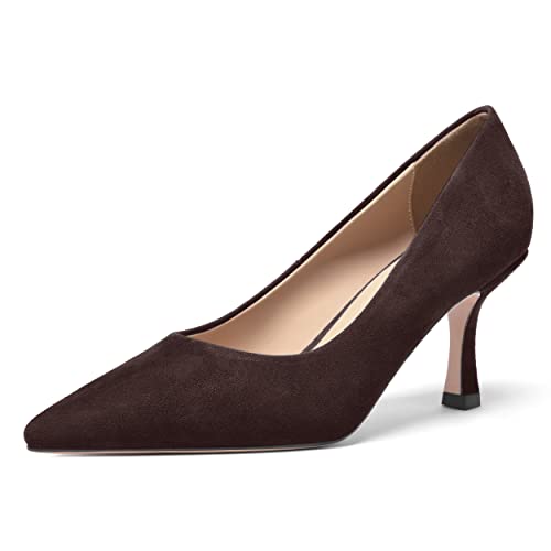 FOGEENA Womens Suede Pointed Toe Dress Slip On Wedding Stiletto High Heel Pumps Shoes 2.5 Inch