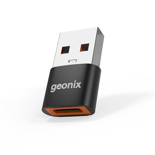 Geonix Befit U3 USB 3.0 Type-C Female to USB-A Male OTG Adapter, 5Gbps High-Speed Data Transfer, Compact, Portable & Durable Aluminum Alloy, Universal Compatibility for Laptops & More (Black & Orange)