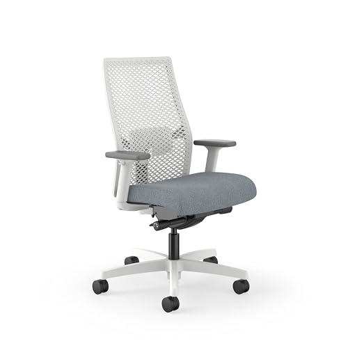Image of HON Ignition 2.0 ReActiv Ergonomic Office Chair, Mesh Desk Chair with Lumbar Support, Advanced Synchro‑Tilt, Height and Width Adjustable Arms, Swivel Wheels, White Frame, White