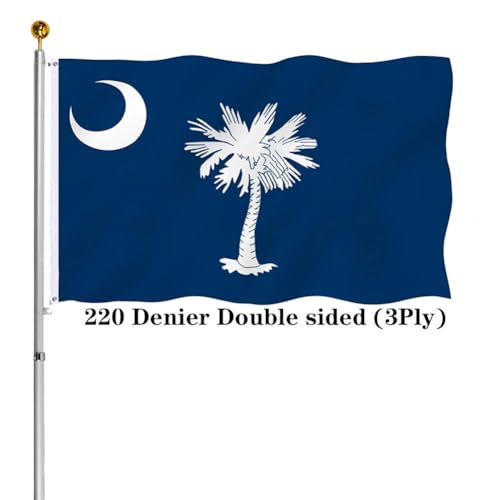 Hypoth Embroidery Double Sided South Canrolina Flag 3x5 Outdoor- 340D Heavy Duty SC Canrolina Flags Canvas Header with 2 Brass Grommets Easy to Rising