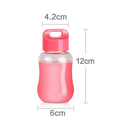 Drinkfles, draagbare sportfles, mini plastic beker, handbeker met touw, geschikt voor outdoor, wandelen, kamperen, reizen, sport, ook geschikt voor dagelijkse dranken, opslag (3 stuks, roze, blauw, groen, 200 ml) - Image 3