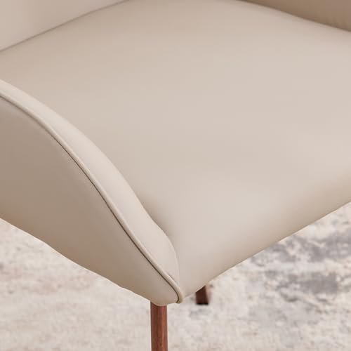 Image of Home Centre | Dune Set of 2 Faux Leather Dining Chairs | Dining Chair for Home | Metal | Beige | 1 Year Warranty