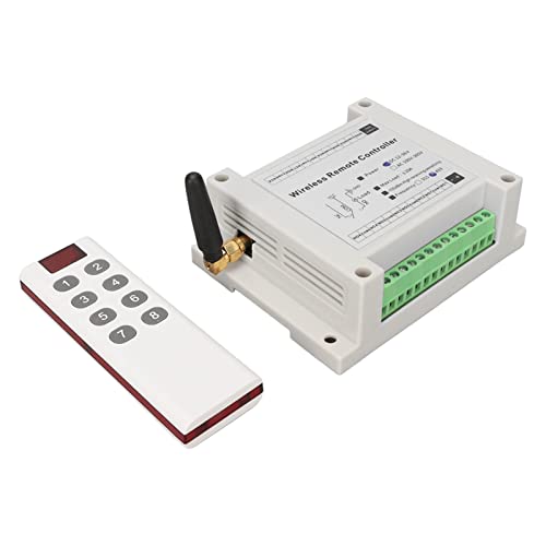 433mhz 8 Channel Remote Control Relay Switch, 0A DC 12V‑36V Relay Secure Remote Control Switch Relay Module with Remote Control for Motor Light Gate Door DIY Controller