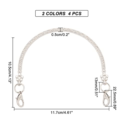 Superfindings 4Pcs Iron Bag Handle 2 Color Replacement Metal Purse Handles Semicircle Purse Handles Frame Half Round With Floral Pattern For Purse Making Handbag Making,4X4.6Inch #TOP3