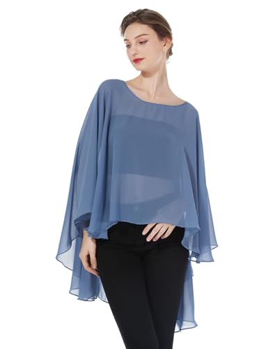 BEAUTELICATE Capa Poncho Gasa Fiesta Mujer Chales de Novia Ligero Elegante para Boda Cerimonia Evento Formal Graduación Cosplay Elf （Slate Blue）