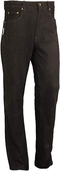 Pantalón vaquero de cuero genuino para motocicleta para hombre