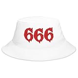 Red 666 Bucket Hat – Number of The Beast Occult Embroidered Cotton Cap for Black Metal & Dark Aesthetic Fans