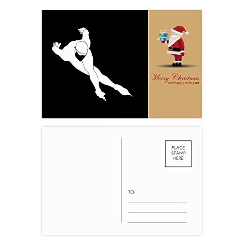 Père Noël au patinage : cartes postales de sport d'hiver pour décorer la table de fête