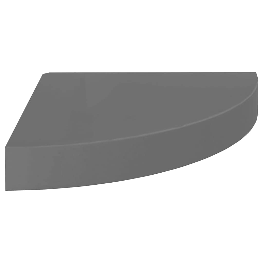 Eck-Schweberegale 4 STK. Hochglanz-Grau 25x25x3,8 cm MDF Wabenplatten-Design Metall Wandhalterung Unsichtbares Befestigungssystem Stabile Aufbewahrung für Bücher und Deko