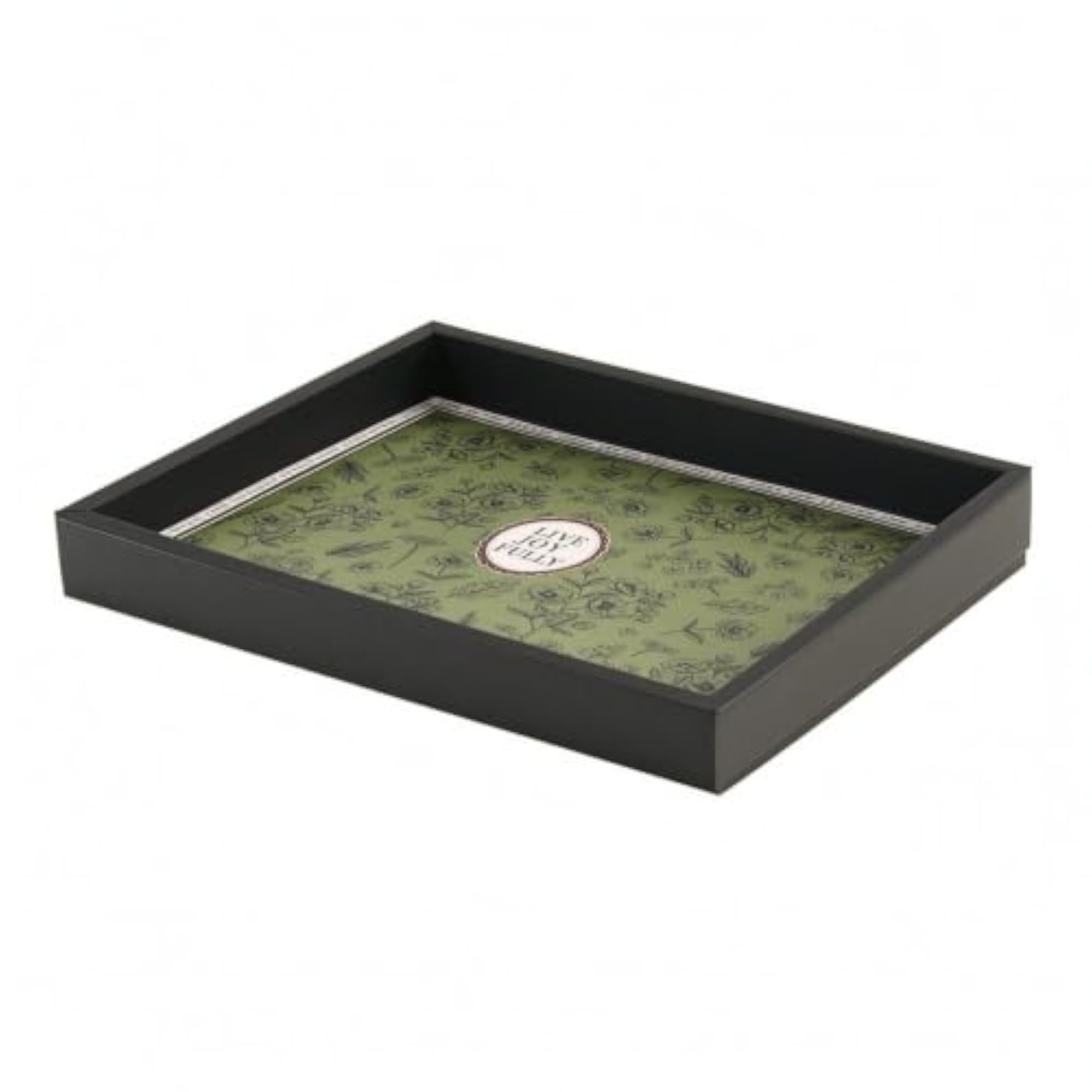 Slim Rectangular Catchall Tray with Green Botanical Print