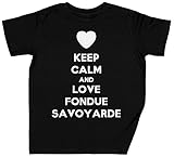 Suave y transpirable Keep Calm and Love Fondue Savoyarde Negro Niños Chicos Chicas Camiseta Unisexo Tamaño XL Black Kid\'s Boys Girls tee Size XL