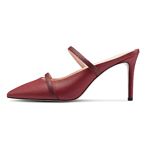 DearOnly Womens Mid Heel Close Pointed Toe Slip-on Pumps Summer Dress Casual Mules Shoes 3.2 Inches Heels2