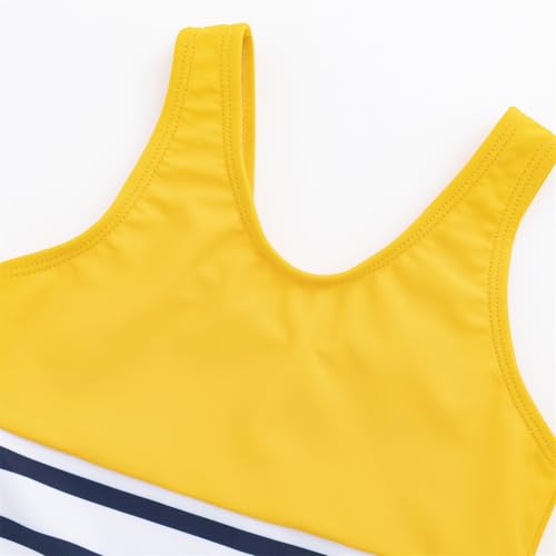 LIZENS Girls' Swimsuit One Piece Color Block Stripe Summer Beach Bathing Suit for Kids2