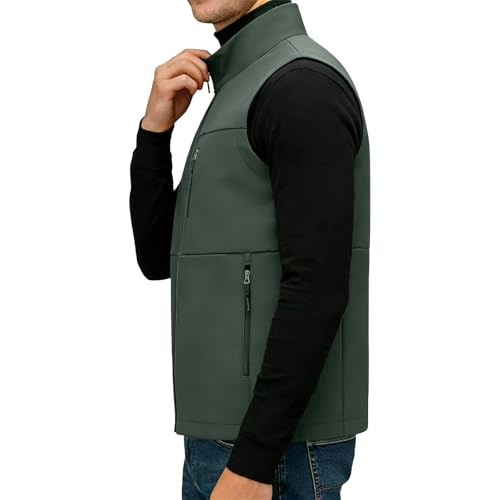 Image of Men's Soft Shell Vest Windproof Outerwear Vest Warm Inner Fleece Vest Waterproof Sleeveless Jacket