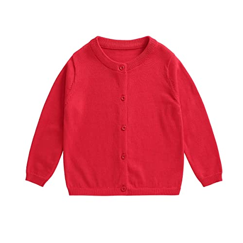 Image of Little Girl Knit Cardigan Sweater - Toddler Button Down School Uniforms Cardigan