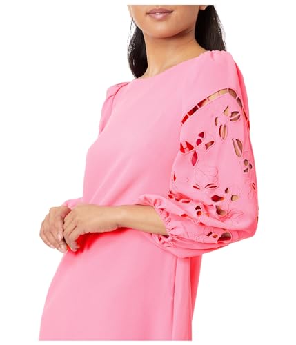 Vince Camuto Women's Signature Crepe Shift Dress with Embroidered Cutout Sleeve Details3