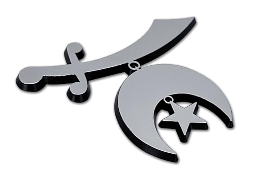 Image of Elektroplate Shriners OEM Chrome Emblem for Cars, Trucks, and All Auto | Universal Fit at 3.3 inch x 2.75 inch | Weatherproof