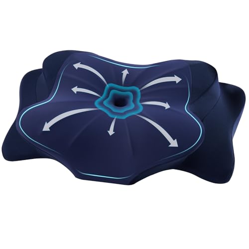 DONAMA Cervical Pillow for Sleeping, Contour Memory Foam Pillow for Neck and Shoulder Support, Ergonomic Neck Pillow for Side Back Stomach Sleepers, Bed Pillows with Cooling Pillowcase Dark