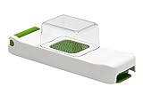 ALLIGATOR 3080 - Multifunktionsschneider mit Auffangbox - Gemüse- und Zwiebelschneider - 3x3 mm-Klinge - BPA-frei - Weiß und Grün