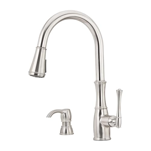 Pfister Wheaton Kitchen Faucet with Pull Down Sprayer and Soap Dispenser, Single Handle, High Arc,...