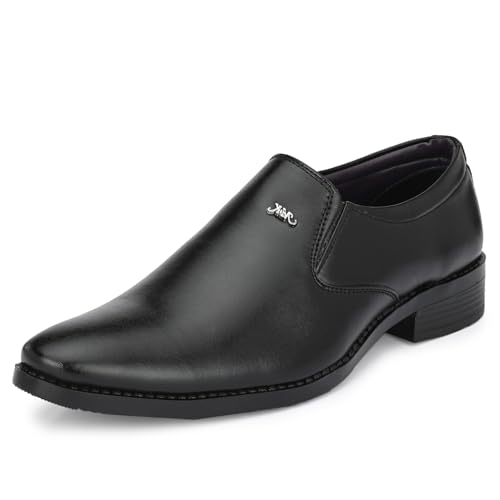 Image of Leatherkraft Stacked Heel Slip-On Formal Shoes
