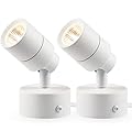 SUNVIE 2 Pack LED Up Lights for Indoor Use Uplight, Warm White Floor Spotlight Lamp, 120V Spot Lights for Uplighting Accent Lighting, 5.9 FT Cord with Foot Switch
