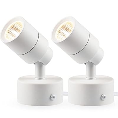 SUNVIE 2 Pack LED Up Lights for Indoor Use Uplight, Warm White Floor Spotlight Lamp, 120V Spot Lights for Uplighting Accent Lighting, 5.9 FT Cord with Foot Switch